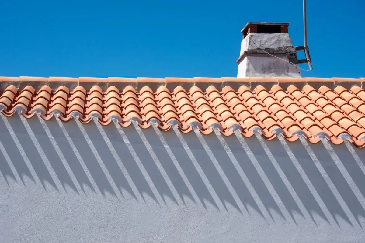 Roof ridge line and chimney on a home in Tallahassee, FL